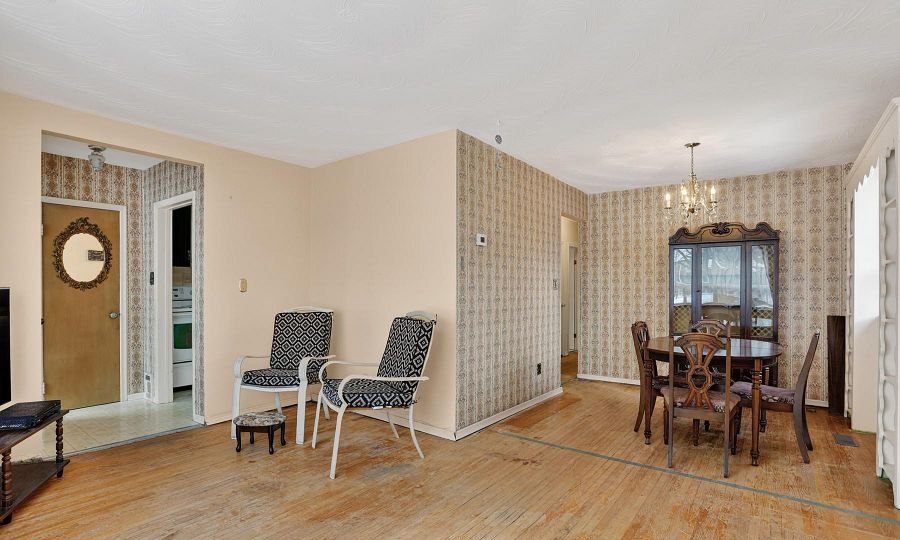 Closed-off living and dining room before renovation