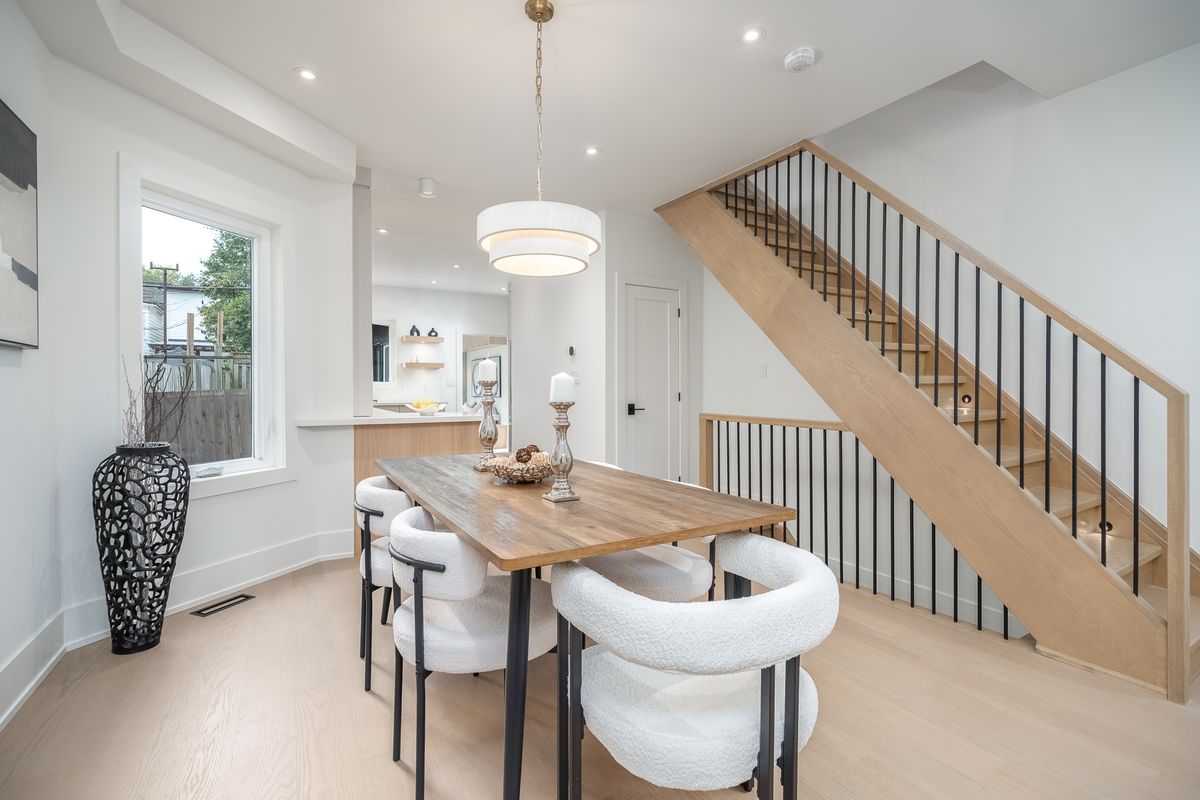 356 Woodfield Rd., dining room & white-oak staircase