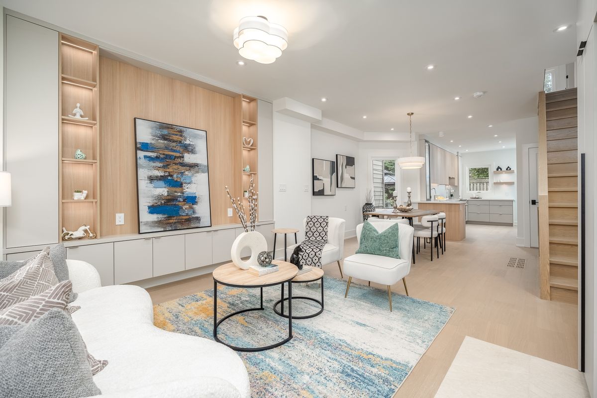 356 Woodfield Rd., living room with custom built-ins
